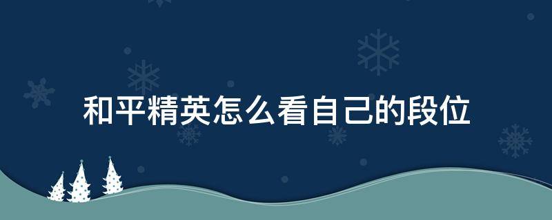 和平精英怎么看自己的段位（和平精英怎么看自己的段位和积分）