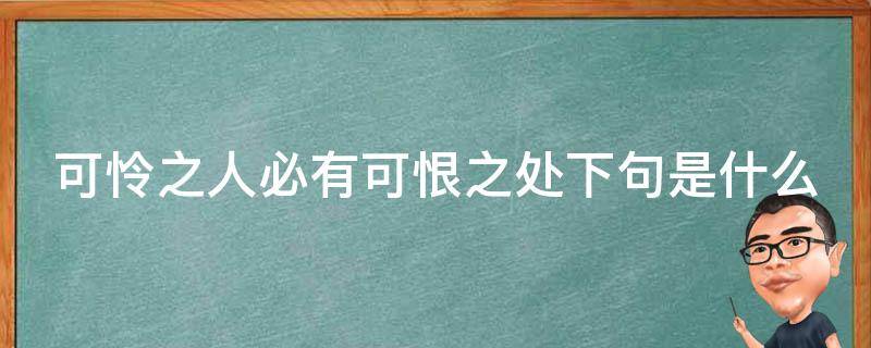 可怜之人必有可恨之处下句是什么（可怜之人必有可恨之处下句是什么意思）