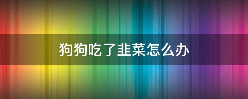 狗狗吃了韭菜怎么办 狗狗吃了韭菜怎么恢复