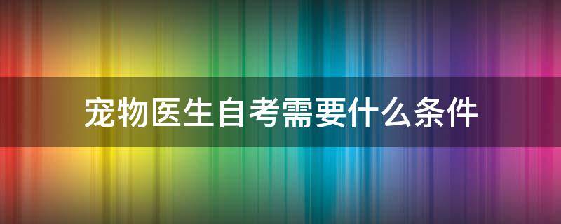 宠物医生自考需要什么条件（可以自考宠物医生吗）