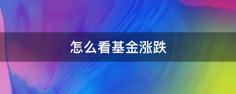 怎么看基金涨跌（怎么看基金涨跌幅）