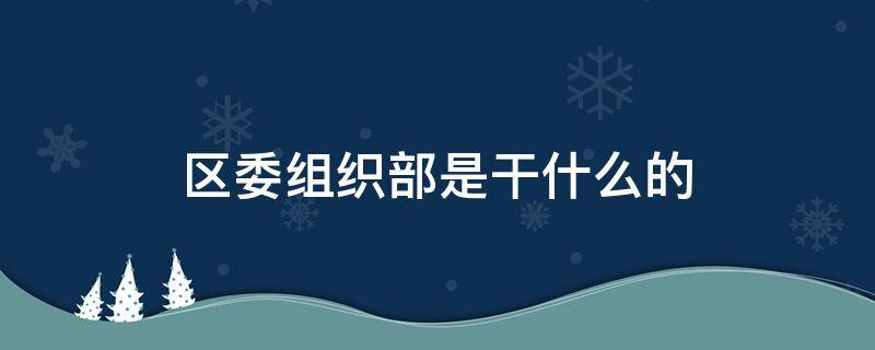 区委组织部是干什么的 市区委组织部是干啥