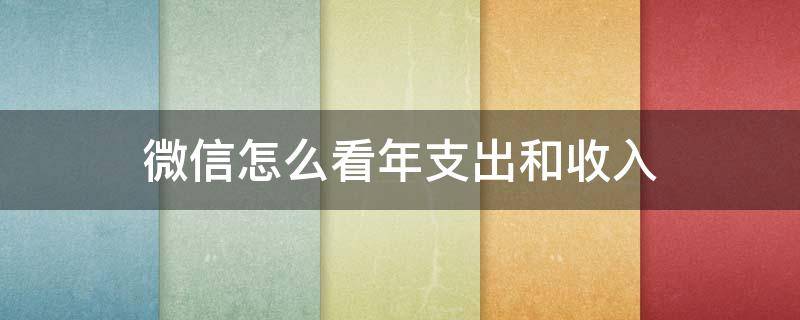 微信怎么看年支出和收入 怎么看微信一年的收入和支出