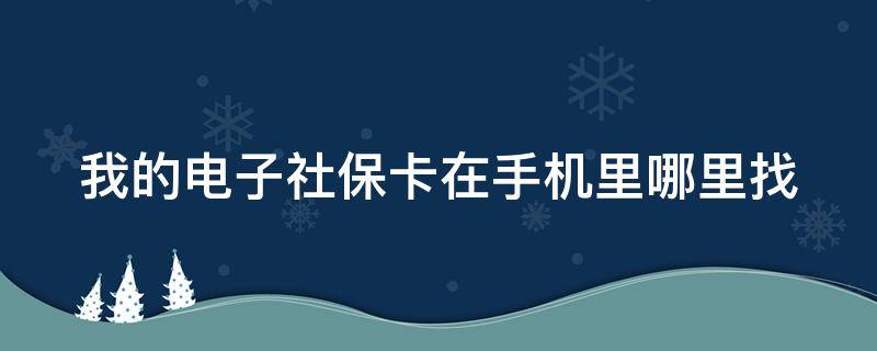 我的电子社保卡在手机里哪里找（我的电子社保卡怎么查询）