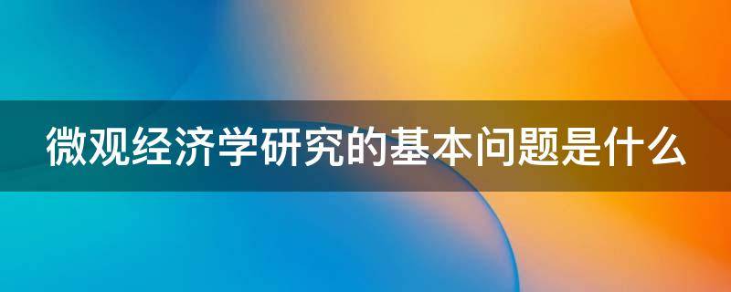 微观经济学研究的基本问题是什么（微观经济学研究的基本问题是什么意思）