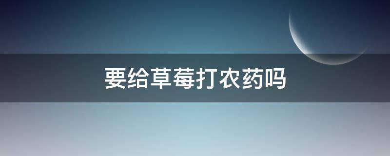 要给草莓打农药吗（草莓到底打不打农药）