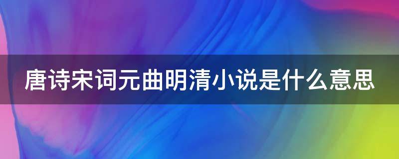 唐诗宋词元曲明清小说是什么意思 唐诗宋词元曲明清小说后面是什么