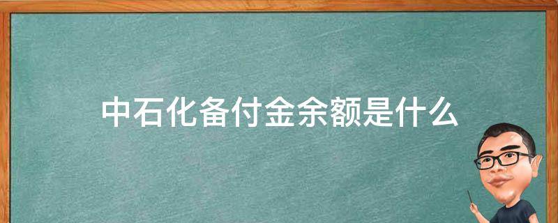 中石化备付金余额是什么 中石化备付金余额是什么意思