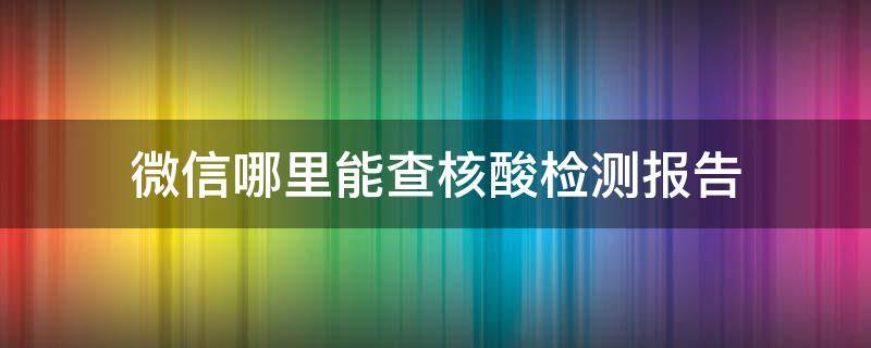 微信哪里能查核酸检测报告 微信可以查核酸检测报告