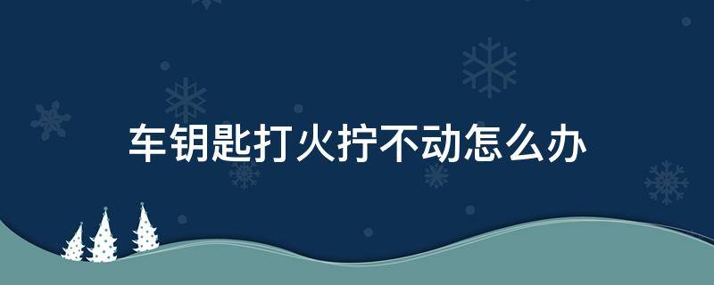 车钥匙打火拧不动怎么办 小汽车钥匙拧不动无法打火怎么回事