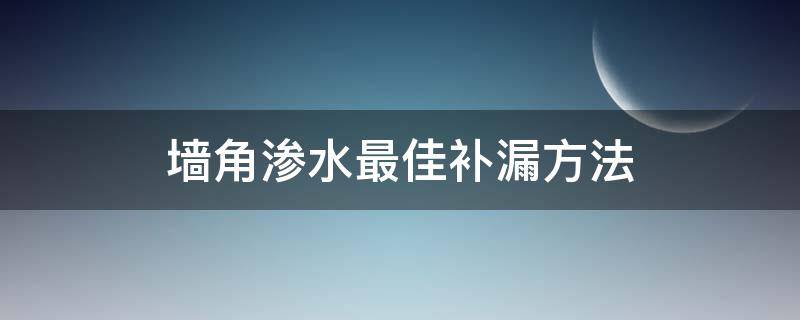 墙角渗水最佳补漏方法（墙脚渗水最佳补漏方法）