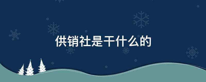 供销社是干什么的（供销社是干什么的单位）