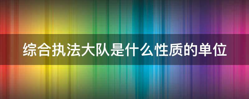 综合执法大队是什么性质的单位（综合执法大队属于什么部门）