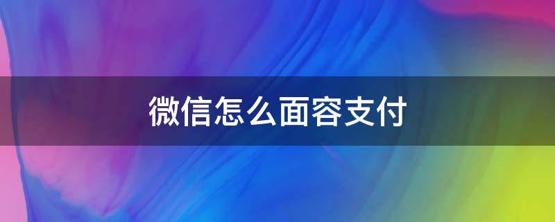 微信怎么面容支付（微信怎么面容支付不了）