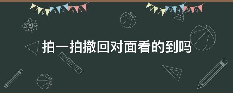 拍一拍撤回对面看的到吗（拍一拍撤回去对方能看到不）