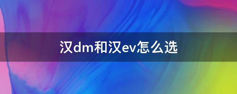 汉dm和汉ev怎么选（汉ev还是汉dm怎么选）