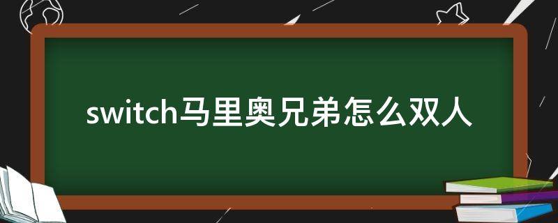 switch马里奥兄弟怎么双人 switch马里奥兄弟怎么双人模式