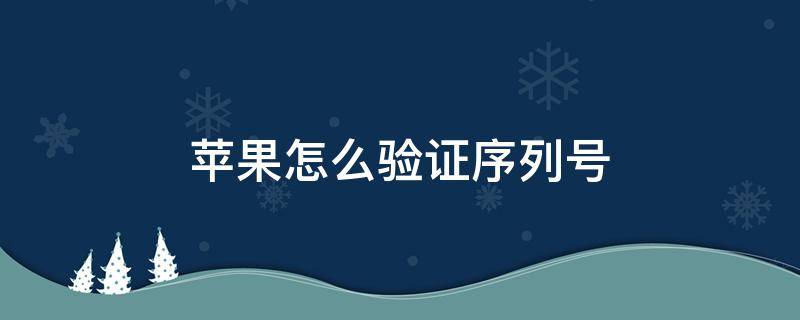 苹果怎么验证序列号（苹果怎么验证序列号官网）