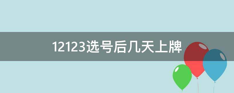 12123选号后几天上牌（12123选号后几天内上牌）