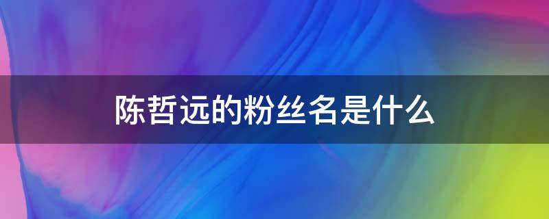 陈哲远的粉丝名是什么（陈哲远官方粉丝群）