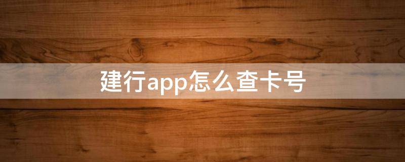 建行app怎么查卡号 建行app怎么查卡号和开户行