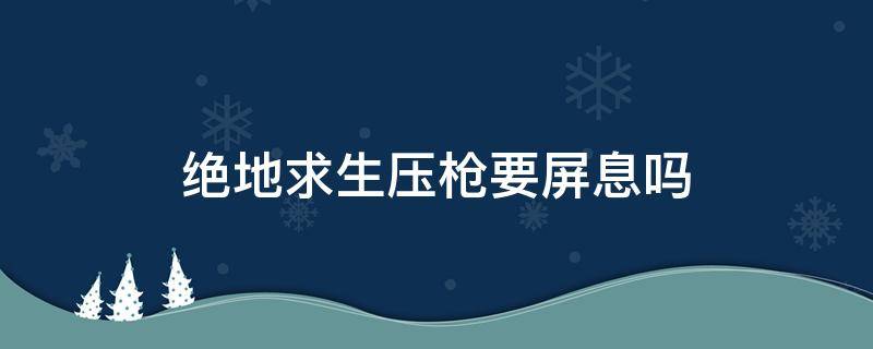 绝地求生压枪要屏息吗（绝地求生步枪屏息吗）