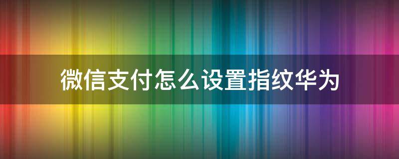 微信支付怎么设置指纹华为（微信支付怎么设置指纹华为荣耀20i）