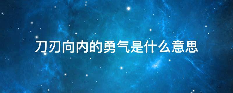 刀刃向内的勇气是什么意思（以刀刃向内的勇气抓好）