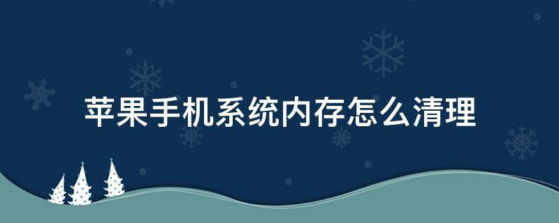 苹果手机系统内存怎么清理（苹果手机系统内存怎么清理不了）