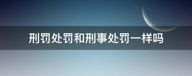 刑罚处罚和刑事处罚一样吗（刑罚处罚和刑法处罚的区别）