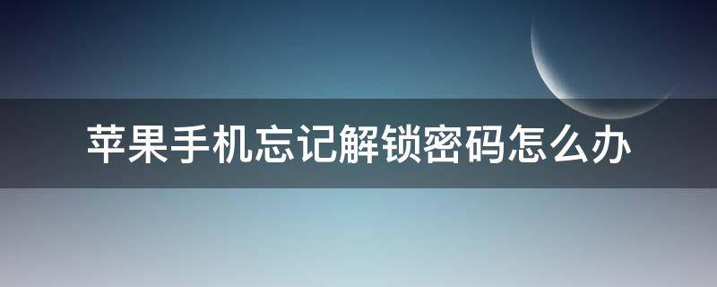 苹果手机忘记解锁密码怎么办（苹果手机忘记解锁密码怎么办?不刷机）