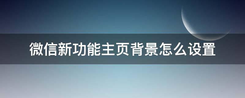 微信新功能主页背景怎么设置（微信新版本怎样设置主页背景）