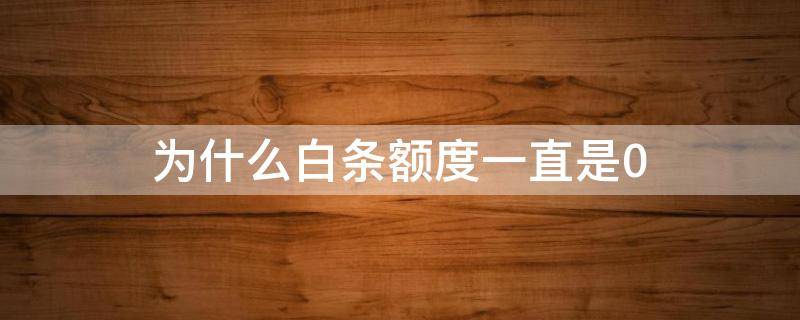 为什么白条额度一直是0 为什么白条额度一直是200