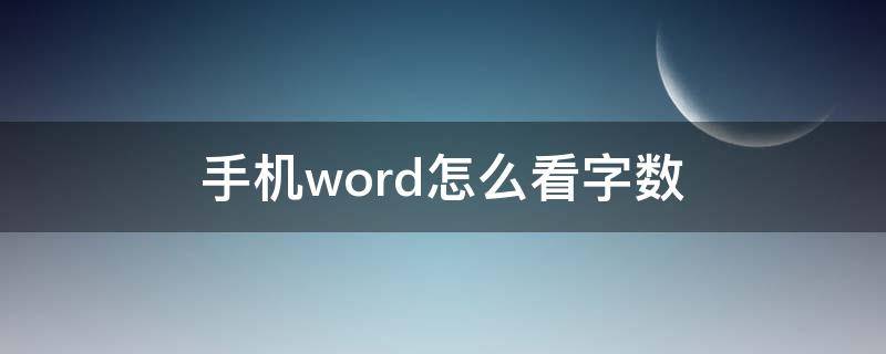 手机word怎么看字数（手机word怎么知道字数）