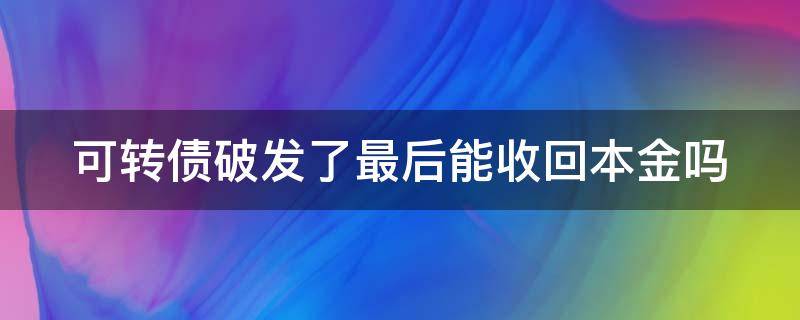 可转债破发了最后能收回本金吗（可转债破发买入会亏钱吗）