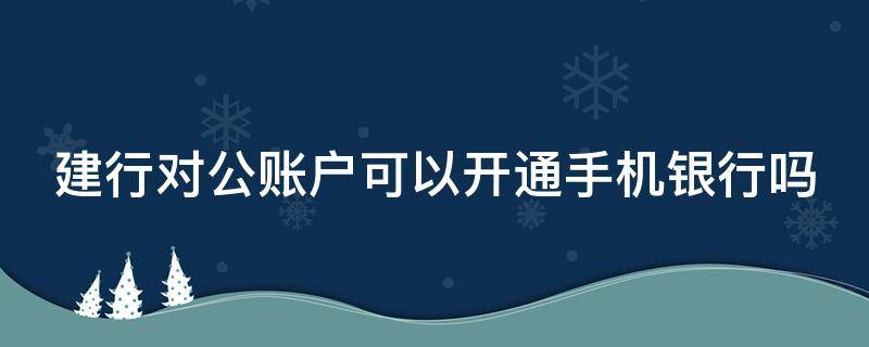 建行对公账户可以开通手机银行吗 建行对公可以开通手机支付吗