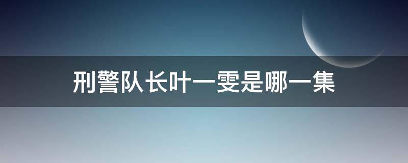 刑警队长叶一雯是哪一集 刑警队长叶一雯破案视频