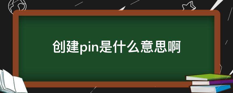 创建pin是什么意思啊 创建pin是什么意思啊电脑