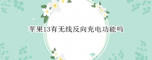 苹果13有无线反向充电功能吗（苹果13pro有无线反向充电功能吗）