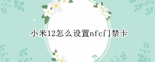 小米12怎么设置nfc门禁卡（小米11设置门禁卡）