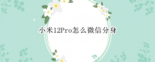 小米12Pro怎么微信分身（小米11怎么弄微信分身）