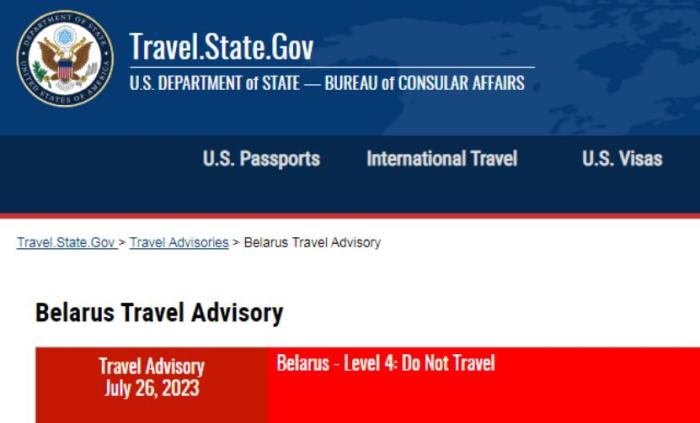 美国敦促公民尽快离开白俄罗斯