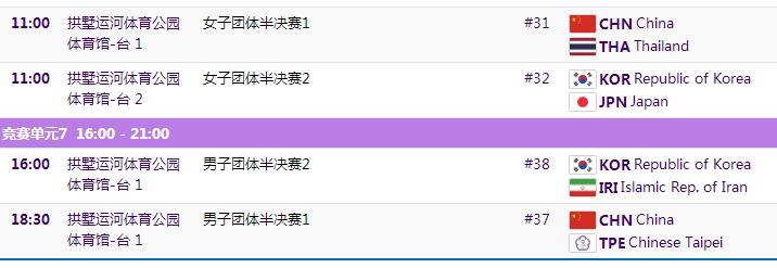 杭州亚运会乒乓球男女团体半决赛赛程直播时间表 中国男女队比赛对阵