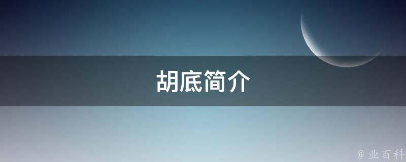 胡底简介 胡底资料